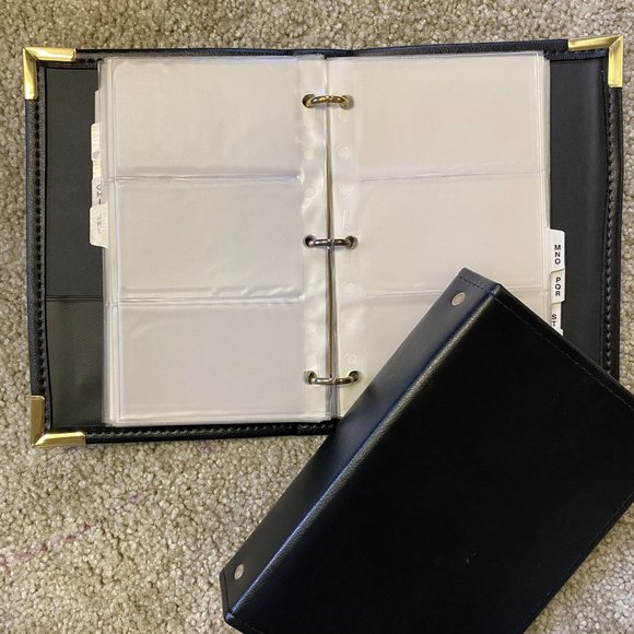 2 Hozel Leather Business Card Black 3 Ring Binders - Picture 1 of 3